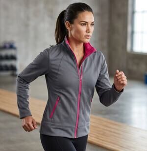 TEK GEAR Gray Lined Active Workout Zip-up Jacket Pink Accents size Medium